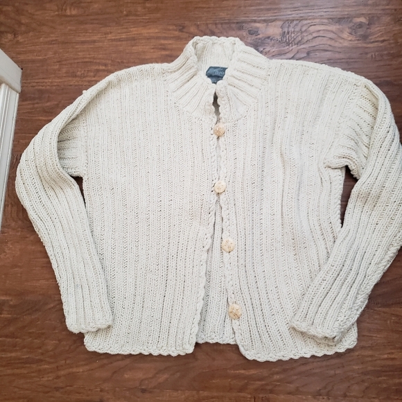 Vintsge BiHand cable knit Sz M/L 80% Silk 20% Nylon ceramic buttons - Picture 8 of 12